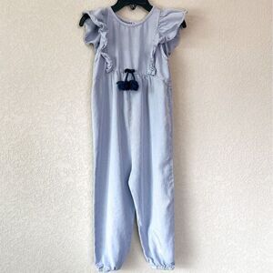 Zara Girls Periwinkle Jumpsuit Romper with Ruffles Size 3-4